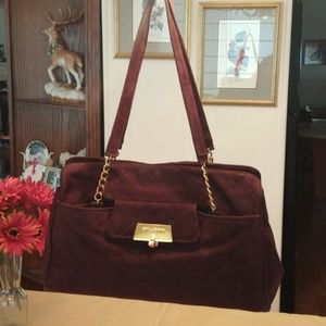 ST. JOHN Chocolate Suede Handbag